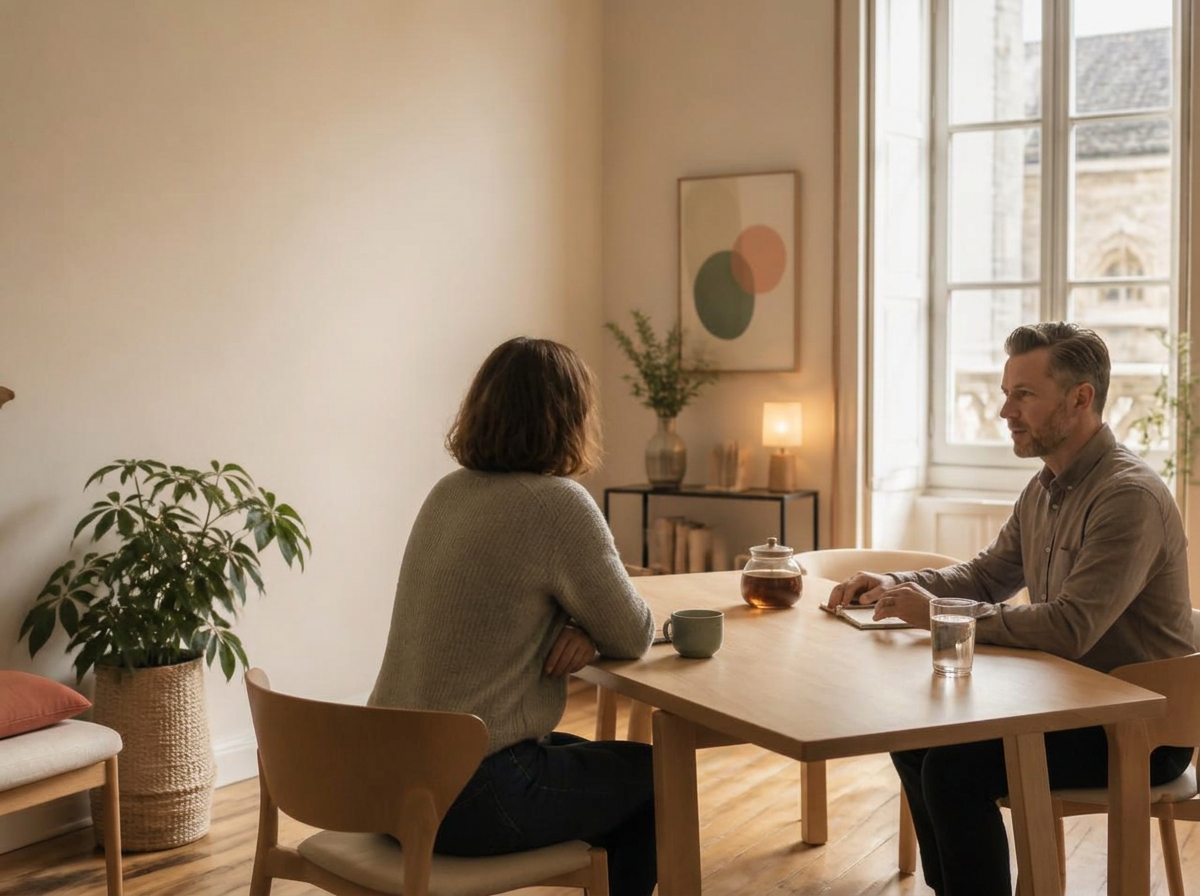 Échange d’accompagnement dans un cabinet lumineux